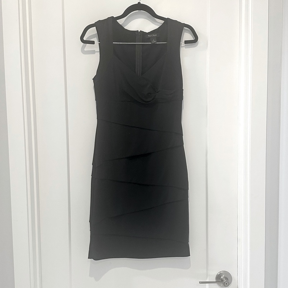 White House Black Market Black Cowl Neck Sheath Dress Size 6